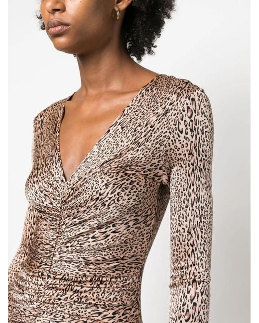 Twinset Natural Leopard-Print Ruched Minidress