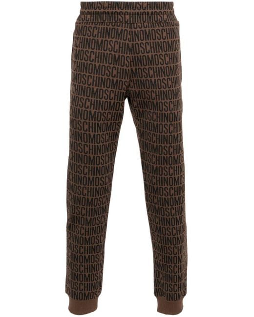 Pantaloni sportivi con logo jacquard di Moschino in Brown da Uomo