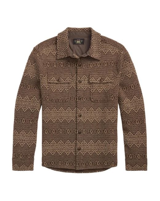 RRL Brown Patterned-Jacquard Shirt for men