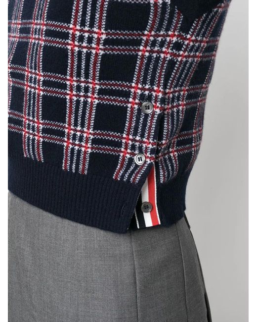Thom Browne Blue Pow Cropped Crew-Neck Shell Top