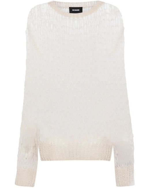 we11done White Open-Knit Drop-Shoulder Jumper