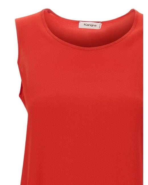 Kangra Red Sleeveless Silk Tank Top