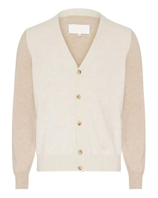 Maison Margiela Natural Elbow-Patch Wool Cardigan for men