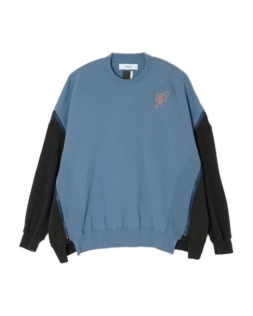 Facetasm Sweater Met Colourblocking En Rits in het Blue voor heren