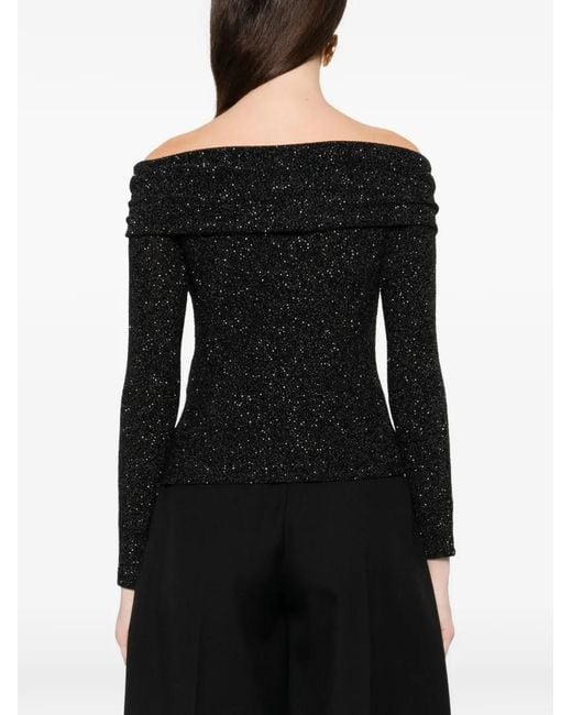 Ba&sh Black Off-Shoulder Gathered Top