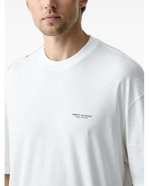 ARMANI EXCHANGE White Logo-Print T-Shirt for men