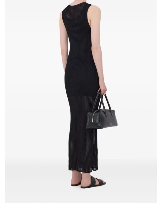 Loulou de Saison Black Icaria Ribbed Semi-Sheer Maxi Dress
