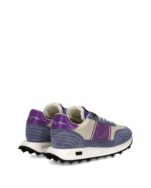 Philippe Model Blue Tour Mesh-Panel Suede Sneakers
