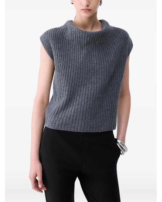 Liu Jo Blue Ribbed Wool Top