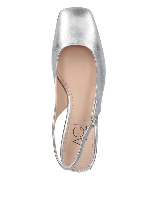 Agl Attilio Giusti Leombruni White Angie Metallic Slingback Pumps