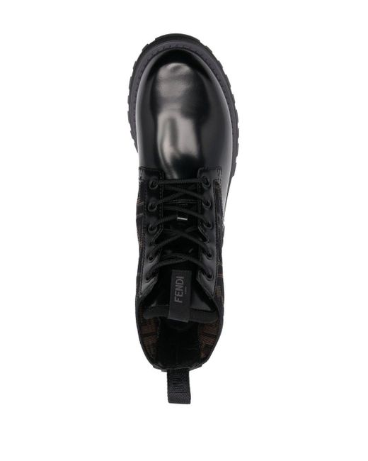 Fendi Black Leather Biker Boots for men