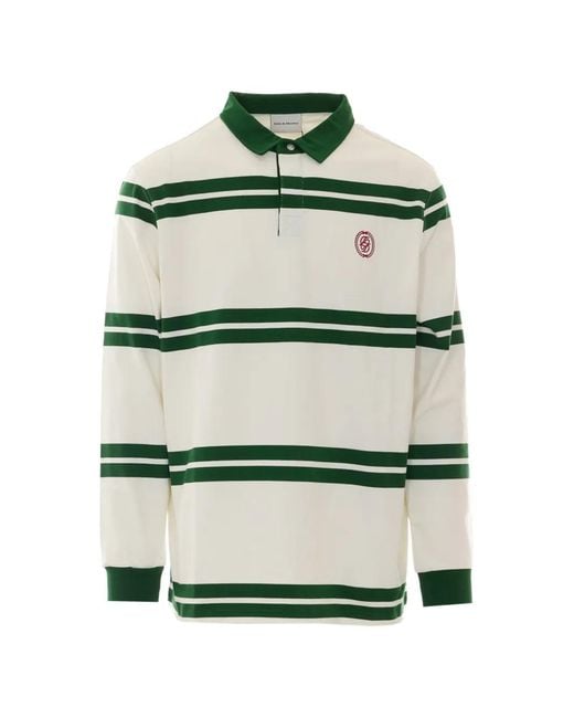 Drole de Monsieur Green Striped Embroidered-Logo Polo Shirt for men