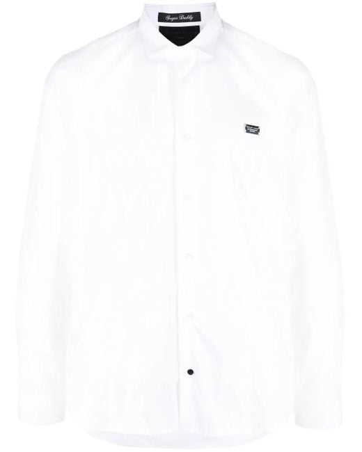 Philipp Plein White Snake Detail Long-Sleeve Shirt for men