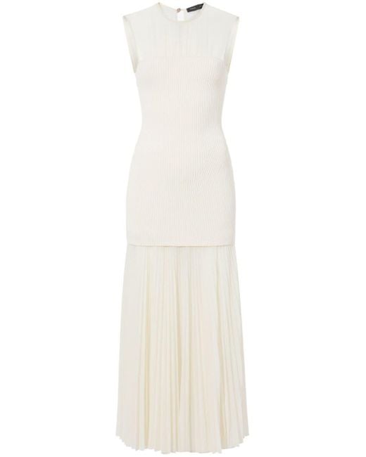 Proenza Schouler Niki Geplooide Maxi-jurk Met Ribgebreid Vlak in het White