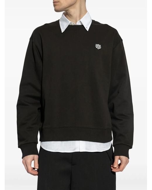 KENZO Black Sweatshirt With Logo Patch, for men