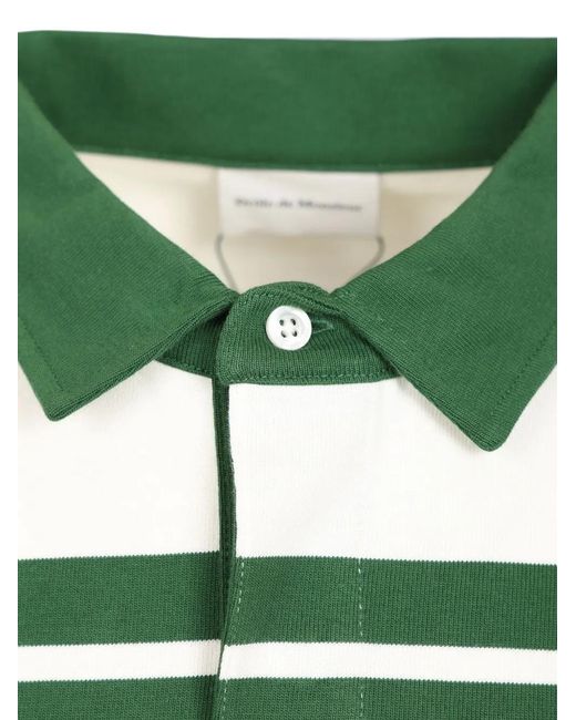 Drole de Monsieur Green Ornament Striped Polo Shirt for men