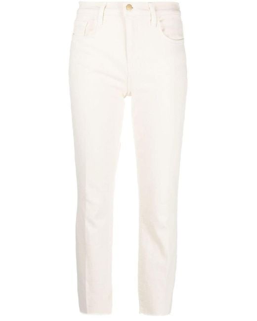 L'Agence Denim High-rise Sada Cropped Jeans in White | Lyst