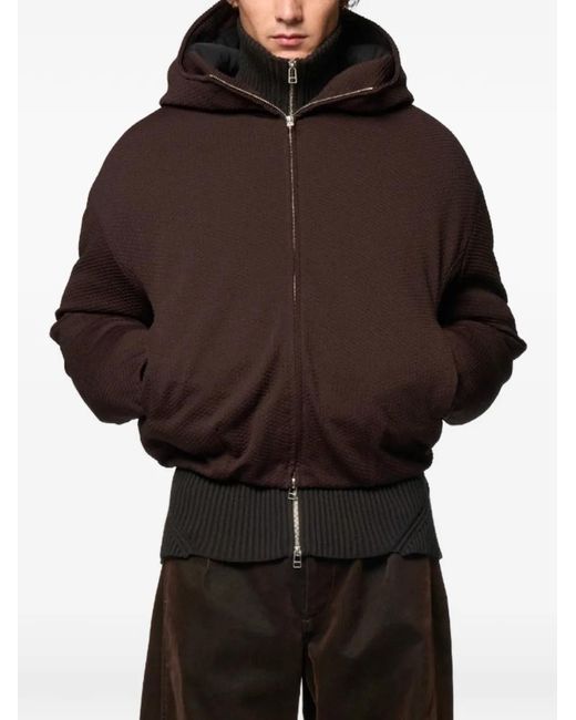 Omar Afridi Brown Bud Hooded Puffer Parka for men