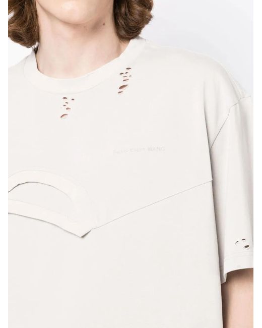 T-Shirt Girocollo di Feng Chen Wang in White da Uomo