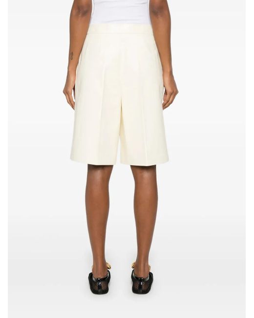 Fabiana Filippi Natural Mid-Rise Leather Shorts