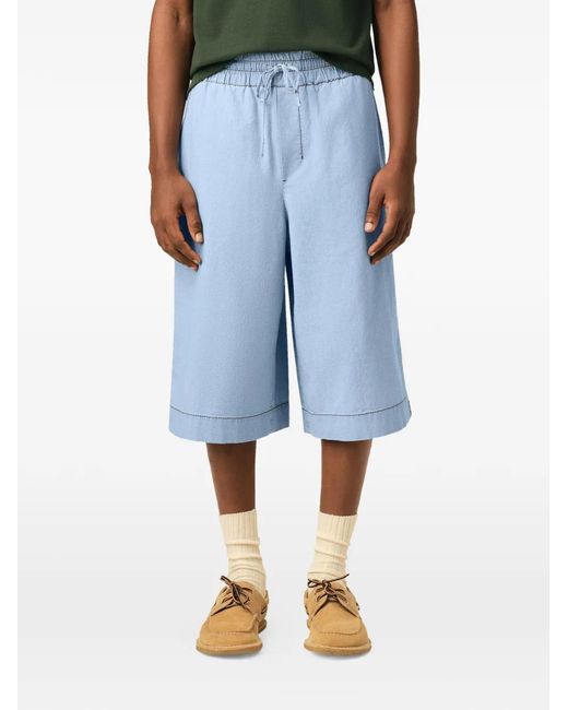 AMI Blue Cotton Elasticated Large Bermuda Shorts for men