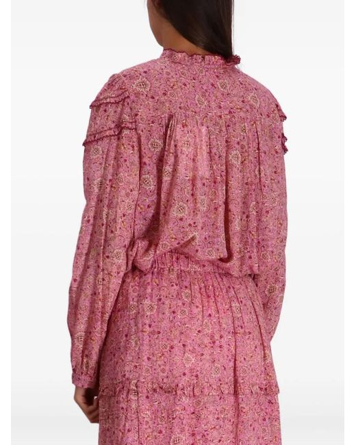 Isabel Marant Pink Ruffled-Detail Printed Blouse