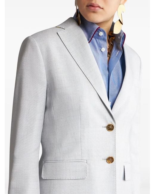 Etro Gray Single-Breasted Blazer