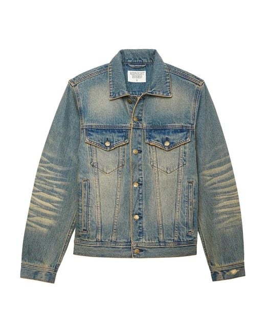 MIDNIGHT RODEO Blue Distressed Denin Jacket for men