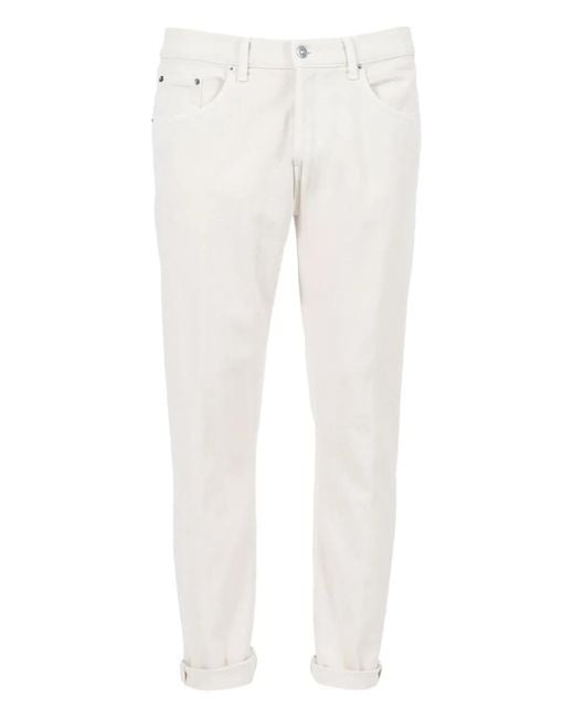 Dondup White Tcon Cuffed Jeans for men