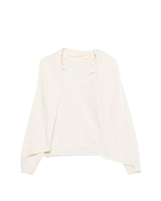 Semicouture White Draped Sweater