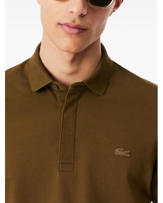 Lacoste Brown Logo-Patch Polo Shirt for men