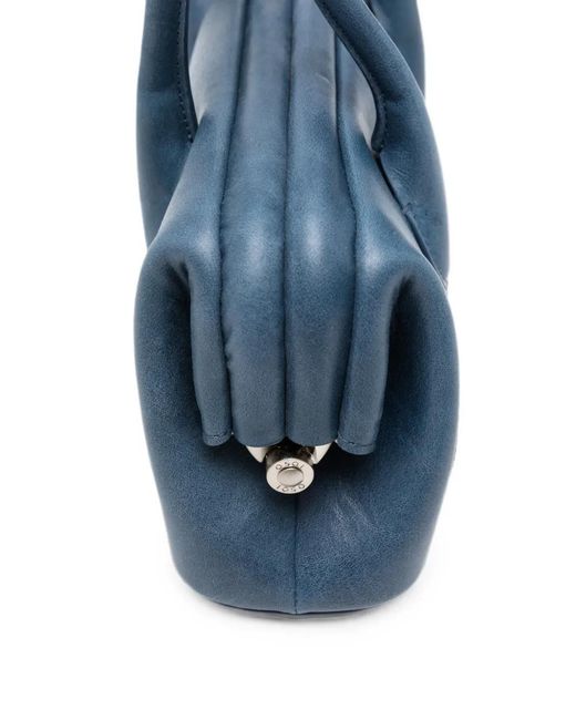 OSOI Blue Mini Boat Wide Leather Shoulder Bag