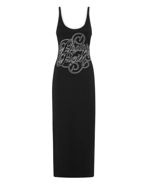 Philipp Plein Tanktop Long Dress Signature in het Black