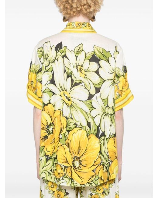 ALÉMAIS Yellow Gisela Floral-print Shirt