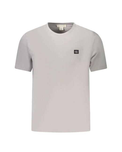 Calvin Klein Gray Logo-Patch T-Shirt for men
