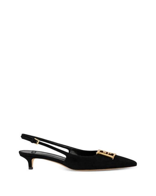 Elisabetta Franchi Black Suede Slingback Pumps