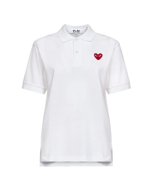 COMME DES GARÇONS PLAY White Polo À Broderies Cœur