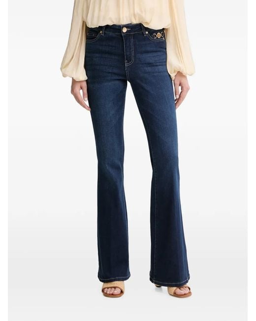 Fracomina Blue Logo-Plaque Flared Jeans