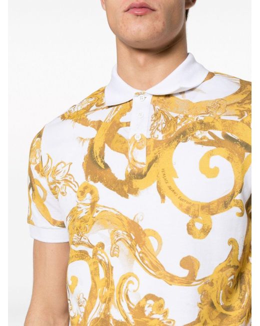 Versace Watercolour Couture Poloshirt in Metallic für Herren