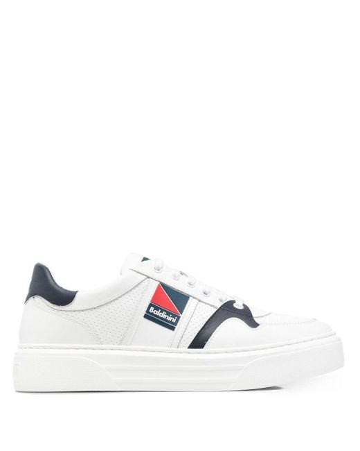 Baldinini Leather Side Logo-print Detail Sneakers in White for Men ...