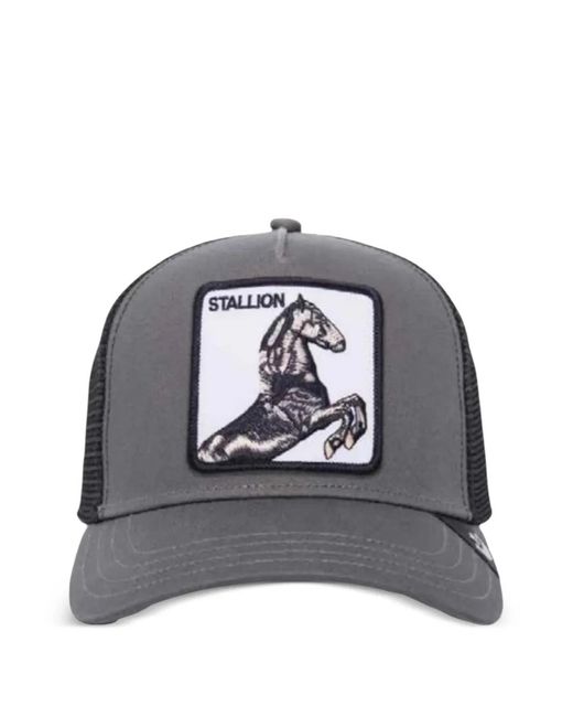 Goorin Bros Gray Embroidered-Patch Mesh-Panels Cap for men