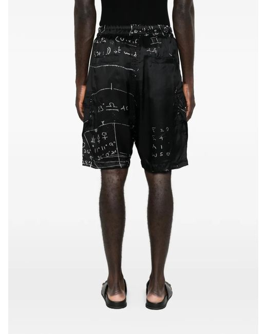 Rick Owens Black Knee-Length Drawstring Cargo Shorts for men