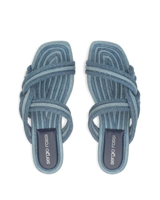 Sandalias vaqueras trenzadas Sergio Rossi de color Blue