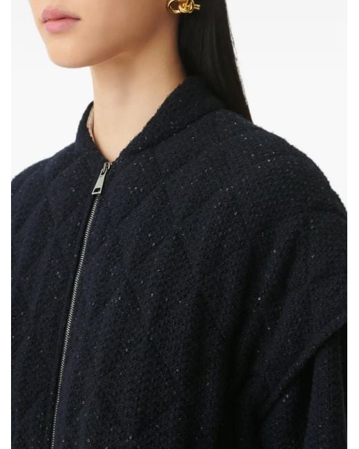 Fabiana Filippi Black Sequin-Embellished Quilted Coat