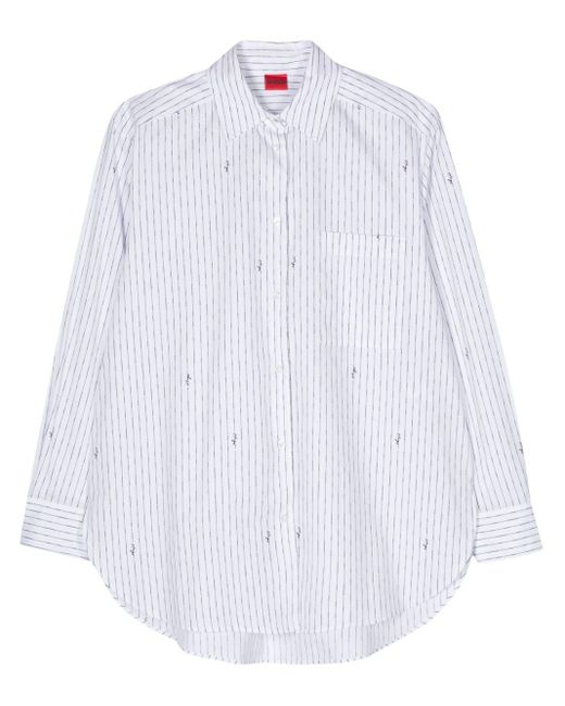 HUGO White Elodina Striped Shirt