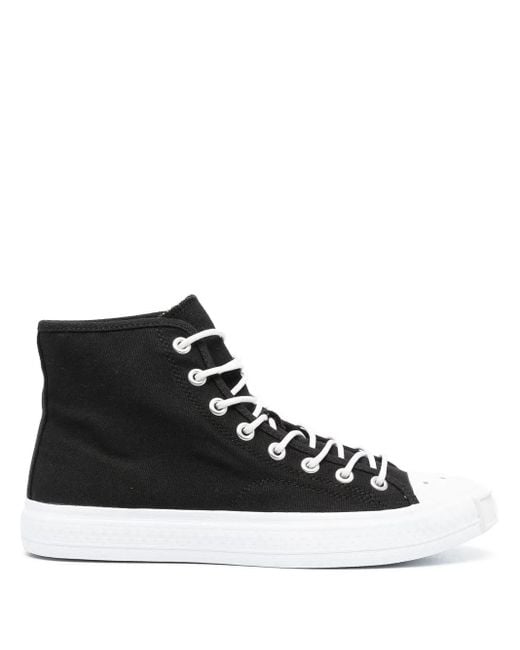 Acne Black Contrasting Toe-Cap High-Top Sneakers for men
