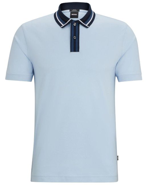 Boss Poloshirt mit gestreiften Details in Blue für Herren
