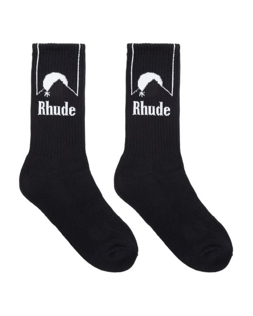 Rhude Black Intarsia-Logo Socks