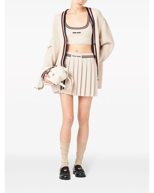 Miu Miu Neutral Cashmere Pleated Skirt - Women's - Cashmere Miu Miu Neutral Cashmere Pleated Skirt - Women's - Cashmere