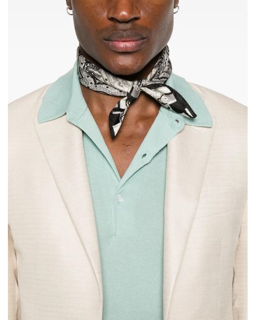 John Smedley Green Adrian Fine-Knit Polo Shirt for men